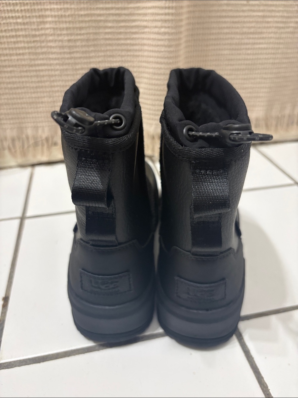 UGG Kids Black Lace‑Toggle Winter Boots NWOB
